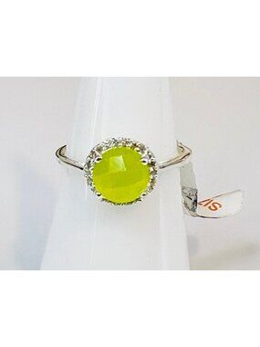 Ring Bomb Party RIng, size 6 Fluorescent green gemstone